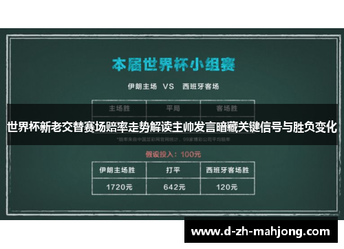 世界杯新老交替赛场赔率走势解读主帅发言暗藏关键信号与胜负变化